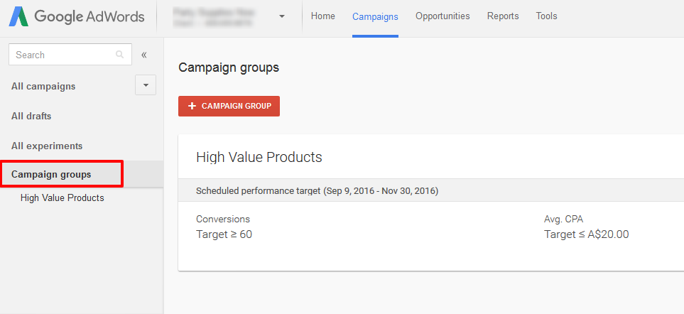 adwords campaign grouping